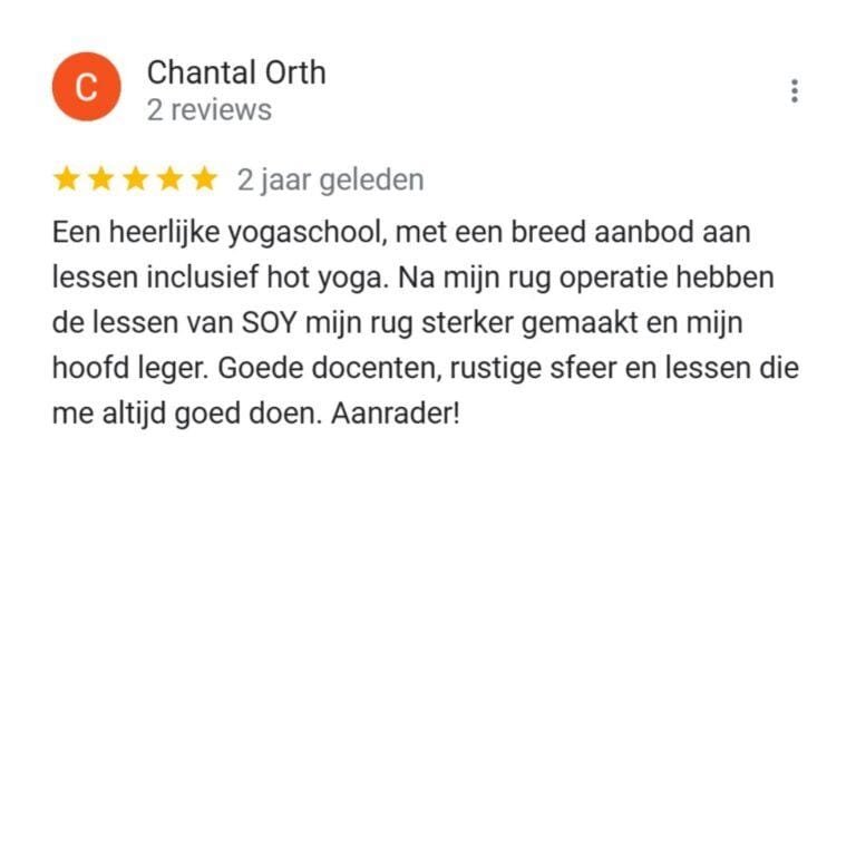 Google review van Chantal