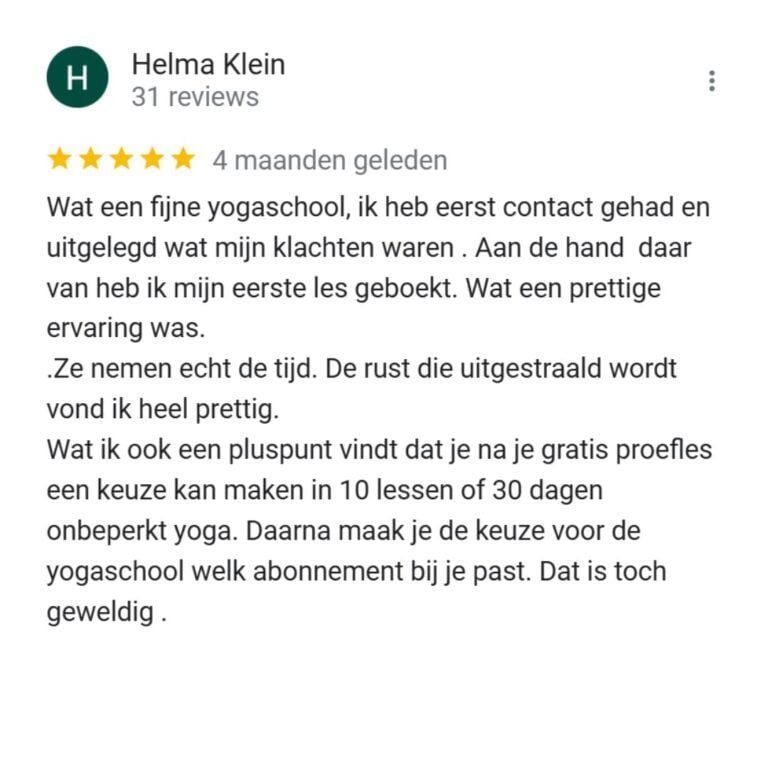 Google review van Helma